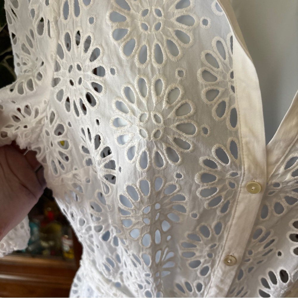 NEW Lilly Pulitzer Mialynn Midi Eyelet Shirt Dress White Pinwheel Women’s 8 NWT - Picture 3 of 9